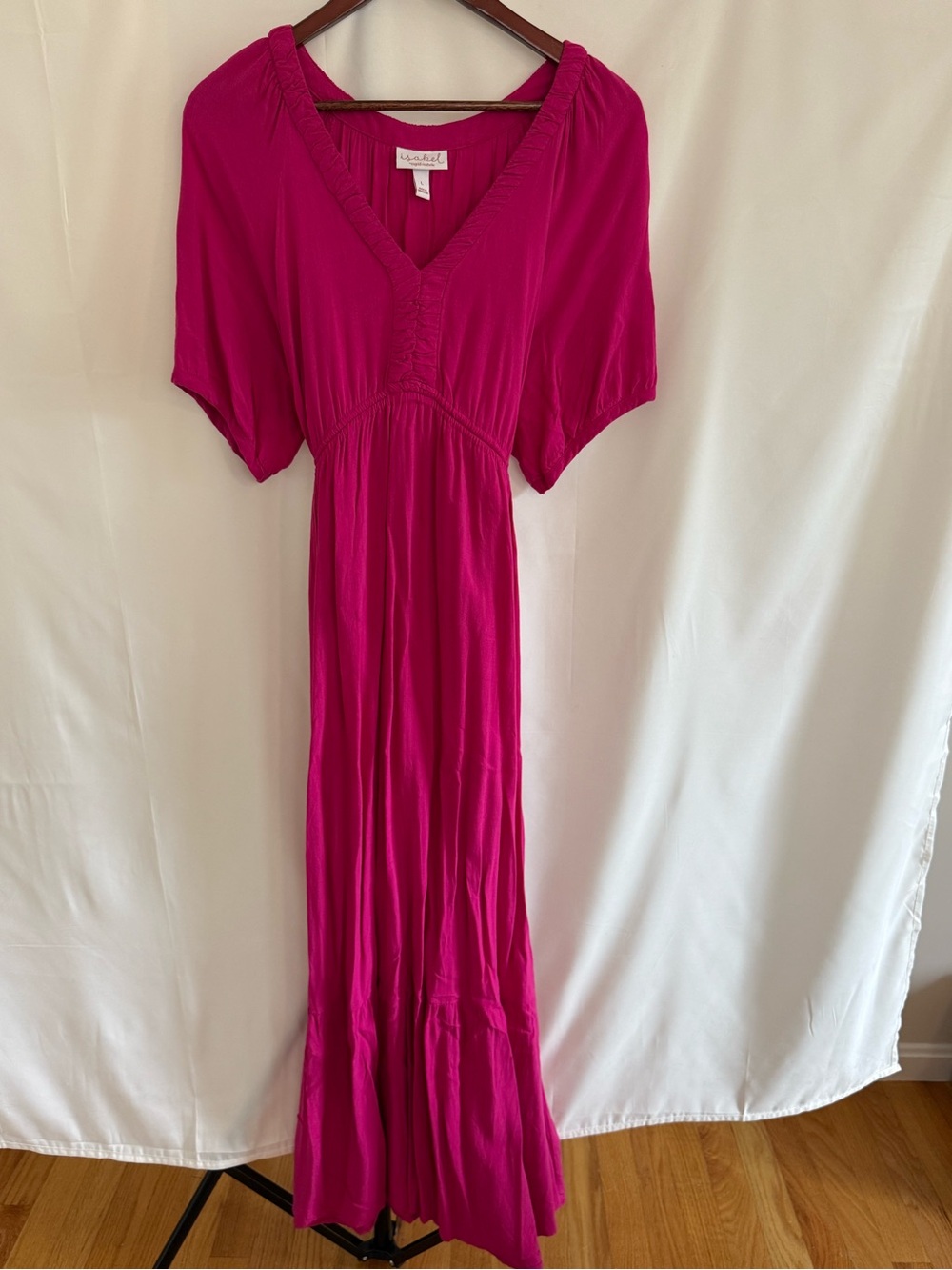 Isabel Maternity by Ingrid and Isabel Magenta V-Neck Flowy Maxi Dress